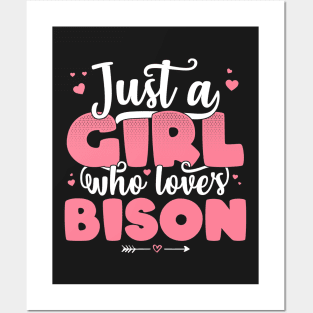 Just A Girl Who Loves Bison - Cute Bison print Posters and Art